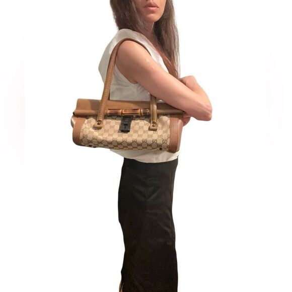 Gucci bamboo gg canvas and leather bag - Picture 1 of 16